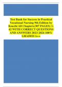 Test Bank for Success in Practical/Vocational Nursing, 9th Edition by Knecht, 9780323683722, Covering Chapters 1-19 | Includes Rationales