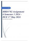 HRD3702 Assignment 6 Semester 1 2024 - DUE 17 May 2024