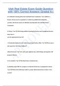 Utah Real Estate Exam Guide Question  with 100% Correct Answers |Graded A+|