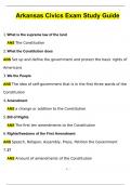 Arkansas Civics Exam Study Guide Questions with 100% Correct Answers | Updated & Verified