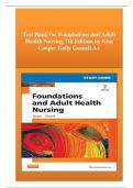 Test Bank for Foundations and Adult Health Nursing 7th Edition by Kim Cooper Kelly Gosnell A+
