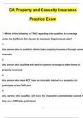 CA Property and Casualty Insurance Practice Exam Questions with 100% Correct Answers | Updated & Verified