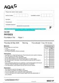 2023 AQA GCSE PHYSICS 8463/1F Paper 1 Foundation Tier Question Paper & Mark F  scheme (Merged) June 2023 [VERIFIED]