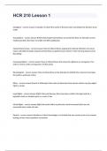 HCR 210 Lesson 1 Arizona State University - Question and answers  verified to pass