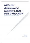 HRD3702 Assignment 6 Semester 1 2024 - DUE 17 May 2024