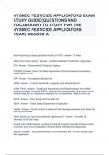 NYSDEC PESTICIDE APPLICATORS EXAM STUDY GUIDE (QUESTIONS AND VOCABULARY TO STUDY FOR THE NYSDEC PESTICIDE APPLICATORS EXAM) GRADED A+