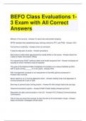 BEFO Class Evaluations 1-3 Exam with All Correct Answers