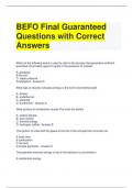 BEFO Final Guaranteed Questions with Correct Answers