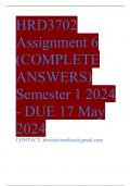 HRD3702 Assignment 6 (COMPLETE ANSWERS) Semester 1 2024 - DUE 17 May 2024