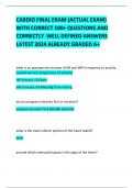 CARDIO FINAL EXAM (ACTUAL EXAM) WITH CORRECT 180+ QUESTIONS AND CORRECTLY  WELL DEFINED ANSWERS LATEST 2024 ALREADY GRADED A+ 