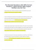 The Neonate Questions with 100% Correct Answers | Latest Version 2024 | Expert Verified | Ace the Test