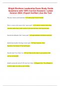 Wright Brothers Leadership Exam Study Guide Questions with 100% Correct Answers | Latest Version 2024 | Expert Verified | Ace the Test