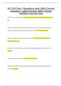 HIT 210 Test 1 Questions with 100% Correct Answers | Latest Version 2024 | Expert Verified | Ace the Test