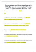 Compromises and Acts Questions with 100% Correct Answers | Latest Version 2024 | Expert Verified | Ace the Test