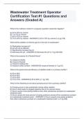 Wastewater Treatment Operator Certification Test #1 Questions and Answers (Graded A)