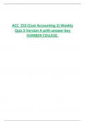 ACC 252 (Cost Accounting 2) Weekly  Quiz 3 Version A with answer key  HUMBER COLLEGE