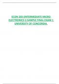 ECON 203 (INTERMEDIATE MICRO  ELECTRONICS I) SAMPLE FINAL EXAM 1 UNIVERSITY OF CONCORDIA