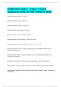 GCSE Chemistry -  Paper 1 Exam Questions And Correct Answers 2024.