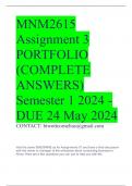 MNM2615 Assignment 3 PORTFOLIO (COMPLETE ANSWERS) Semester 1 2024 - DUE 24 May 2024