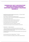 CRIMINOLOGY UNIT 4 REVISION EXAM 2024 WITH UPDATED MULTIPLE QUESTIONS WITH CORRECT SOLUTIONS GRADED A+
