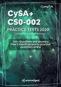 CompTIA CySA + CS0-002 PRACTICE TEST (100 Questions and Answers) Fully Equipped RATED A.