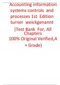 Test Bank For Accounting information systems controls and processes 1Edition  turner weickgenannt
