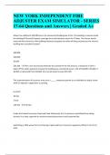 NEW YORK INDEPENDENT FIRE ADJUSTER EXAM SIMULATOR - SERIES 17-64 Questions and Answers | Graded A+