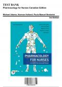 Test Bank for Pharmacology for Nurses Canadian Edition, 3rd Edition by Adams, 9780135493199, Covering Chapters 1-64 | Includes Rationales