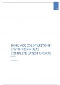 SNHU ACC 202 MILESTONE 2 WITH FORMULAS COMPLETE LATEST UPDATE 