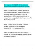 Principles of HACCP Critical Limits 2024 questions and answers(latest update)