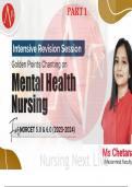 MENTAL HEALTH NURSING Golden Point PART 1 with complete solution