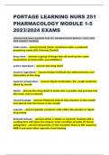 PORTAGE LEARNING NURS 251 PHARMACOLOGY MODULE 1 5 2023 2024 EXAMS