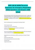 AWR-160-W WMD/Terrorism  Awareness for Emergency Responders  (TEEX) Questions and Answers 100%  Solved 