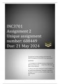 INC3701 Assignment 02 Due 21 May 2024. 100% trustworthy and reliable answers....This document contains questions and answers for INC3701 Assignment 02 due 2024. Pass is guaranteed.................  QUESTION 1   1.1 Investigate the challenges faced by indi