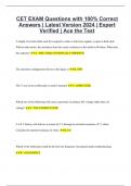 CET EXAM Questions with 100% Correct Answers | Latest Version 2024 | Expert Verified | Ace the Test