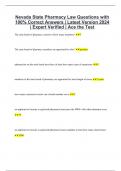 Nevada State Pharmacy Law Questions with 100% Correct Answers | Latest Version 2024 | Expert Verified | Ace the Test