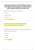 Review Questions for NYS Notary Exam with 100% Correct Answers | Latest Version 2024 | Expert Verified | Ace the Test