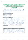 FUNDAMENTALS of NURSING EXAM STUDY  GUIDE LATEST GUIDE (West Virginia  University)