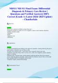 NR511/ NR 511 Midterm & Final Exams: Differential Diagnosis & Primary Care Reviews | Questions and Verified Answers| 100% Correct |Grade A (Latest 2024/ 2025 Updates STUDY BUNDLE PACKAGE) – Chamberlain