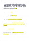 Florida Real Estate (Real Estate License Law) Questions with 100% Correct Answers | Latest Version 2024/2025 | Expert Verified | Ace the Test