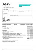 1 | P a g e 2023 AQA AS BIOLOGY 7401/1 Paper 1 Question Paper & Mark scheme (Merged) June 2023 [VERIFIED]