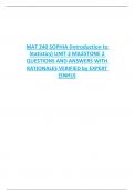 MAT 240 SOPHIA (Introduction to  Statistics) UNIT 2 MILESTONE 2 QUESTIONS AND ANSWERS WITH  RATIONALES VERIFIED by EXPERT (SNHU)