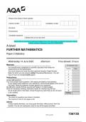 2023 AQA A-level FURTHER MATHEMATICS 7367/3S Paper 3 Statistics Question Paper & Mark scheme (Merged) June 2023 [VERIFIED]