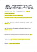 CCNA Practice Exam Questions with 100% Correct Answers | Latest Version 2024/2025 | Expert Verified | Ace the Test