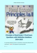 Principles of Real Estate 1 Final Exam Questions with Definitive Solutions 2024-2025.