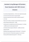 Assisted Living Manager AZ Numbers Exam Questions with 100% Correct Answers