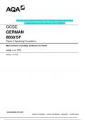 2023 AQA GCSE GERMAN 8668/SF Paper 2 Speaking Foundation Mark scheme including Guidance for Photo cards June 2023 [VERIFIED]