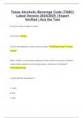 Texas Alcoholic Beverage Code (TABC) Latest Version 2024/2025 | Expert Verified | Ace the Test