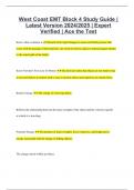 West Coast EMT Block 4 Study Guide | Latest Version 2024/2025 | Expert Verified | Ace the Test