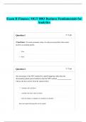 Exam II Finance: MGT 8803 Business Fundamentals for Analytics  Questions with 100% Correct Answers | Latest Version 2024 | Verified